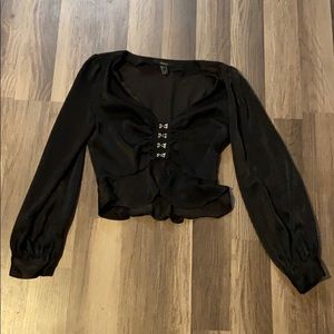 Corset crop top puffy sleeve
